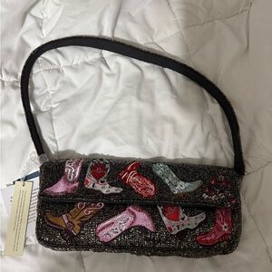 Beaded Cowboy Boot Shoulder Bag